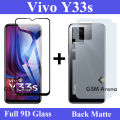 Vivo Y33s Glass Protector 9D|5D|6D|10D|11D|21D Black Tempered Glass Screen Protector Full Glue Edge To Edge + Back Matte Protection Soft Skin Sheet Soft Film Back Protector For Vivo Y33s. 