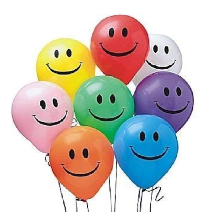 Happy Face Smiley Emoji Latex Multicolor 12 Inches Balloons for Birthday Decoration, Baby Shower and Party Events