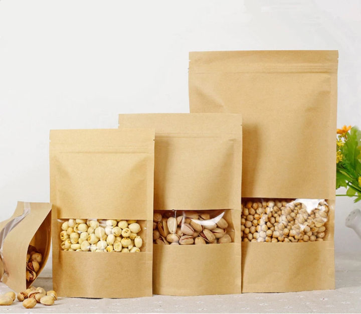 Pack%20of%203%20Natural%20Kraft%20paper%20Stand%20up%20pouch%20Zipper%20bags%20with%20Window%20brown%20color%20-%20Image%203