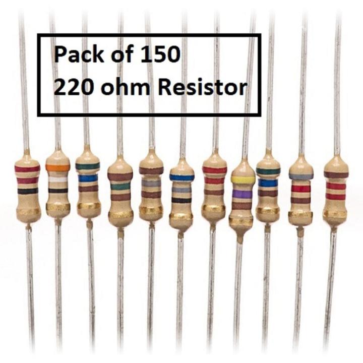 Pack of 150 - Resistor 220 ohm resistors 1/4W