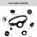 Cat Collar, for Apple Air Tag Cat Collar, in 3/8Inch Width Black. 
