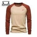 Men Elastic Cuffs T-shirt Men's Raglan Long Sleeve T-shirt O-neck Patchwork Color Pullover Tops Loose Fit Breathable Casual Tops Elastic Cuffs Round Neck T-shirt. 