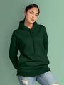 Plain Bottle Green Hoodies for Women. 