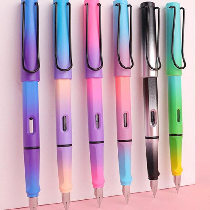 【2023NEW】New Arrival Fountain Pen Fashion Popular Plastic Colorful Classic Business Gift Ink Pens Nice Office Pen Gift Gradient Color 1PC