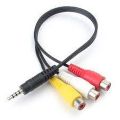 3.5mm Mini AV Male To 3 RCA Female Audio Video Cable Stereo Jack Adapter Cord. 
