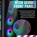 Cooler Master CMP 520 ARGB ATX PC Case 3 Fans Included Mid-Tower Asymmetrical Crystal Front Panel Design, Mesh Front Panel, Tempered Glass Panel. 