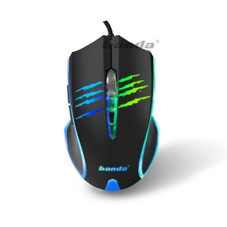 Banda USB Wired Gaming Mouse (P1) (Black) - Breathing RGB Light - 6 Buttons  - 1000,2400,3600 dpi Optical 6D - Pixart Gaming Sensor - Cute - PC / M-ac compatible