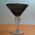 Hand Blown Art Zebra Design Martini Glass black Color. 