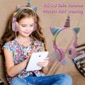 Cartoon Unicorn Wired Headphone Girls Daughter Music Stereo Earphone Computer Phone Headset Kids Gift Cute Unicorn With Mic. 
