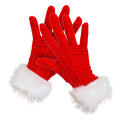 Red costume gloves Comfortable Warm Furry Christmas Skeleteen gloves Velvet Soft Red velvet gloves for Christmas. 