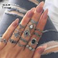 15 Pcs/set Silver Ring Set Women Wedding Anniversary Rings for Girls. 