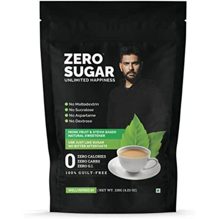Zero Sugar (120g) | Stevia and Monk Fruit Sweetener | No Maltodextrin, No Aspartame | No Bitter Aftertaste | Sugar Free | Tastes Just Like Sugar | Ultra Low GI Keto Sweetener | Natural Sweetener