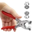 High Quality Metal Snap Buttons Press Pliers Tool Kit Includes 25 Metal Prong Snaps Buttons Sewing Free Buttons Set For Diy Crafts Home Sewing Accessories 9.5MM Metal Sewing Prong Ring Buttons Clip Pliers Button Press Snap Tool With 25pcs. 
