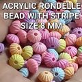 ACRYLIC RONDELLE BEADS WITH STRIPE LINE, ASSORTED PASTEL COLOR, 70 PCS, FLUTED RONDEL BEAD COLORFUL CHUNKY, FOR ART AND CRAFT PROJECTS, DECORATION DIY SEWING CRAFT AND SCHOOL PROJECT.. 
