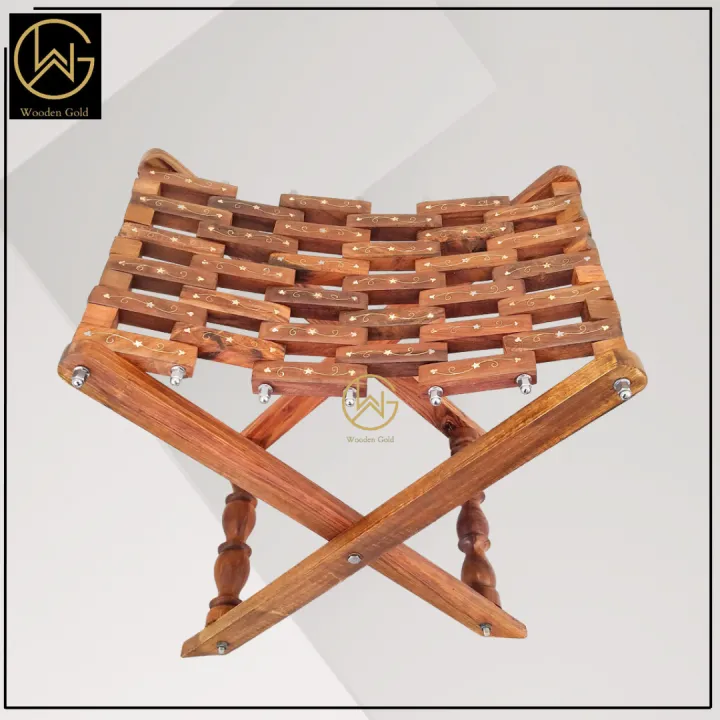 WOODEN%20GOLD%20%7C%20Handmade%20Wooden%20Folding%20Stool%20Folding%20Stool%20%7C%20Chair%20for%20Home%20Decor%20Portable%20Kitchen%20Stool%20%7C%20Chair%20for%20Garden%20Study%20Room%20&%20Living%20Room%20Wooden%20-%20Image%203