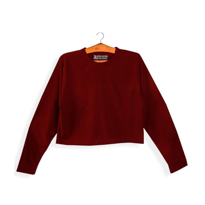 Reverb Basic Maroon Long Sleeve Crop Top