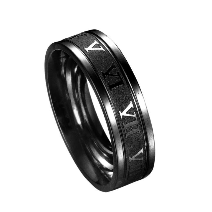 Wide Roman Numeral Men Ring Stainless Steel Simple Smooth Finger Ring Fashion Jewelry