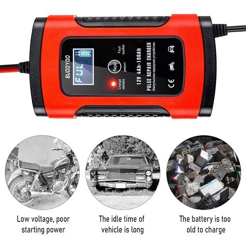Buddygo 12V Smart Battery Pulse Charger For Car Battery, Motorcycle, n Others.
