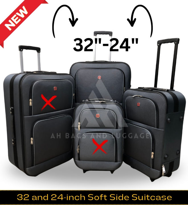 AH Soft Side Pack of 2 (32 and 24 Inch) Suitcase Quality Extra Large Pocket Style Luggage | Durable Extra Large Travel Trolley Suitcase | Strong Zippers With Lock