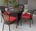 4 Chair Rattan Set with Cushions and 3x3 Table - Stylish Outdoor Furniture. 