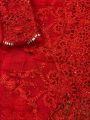 Fancy Red Chiffon Embroidered Saree For Women. 