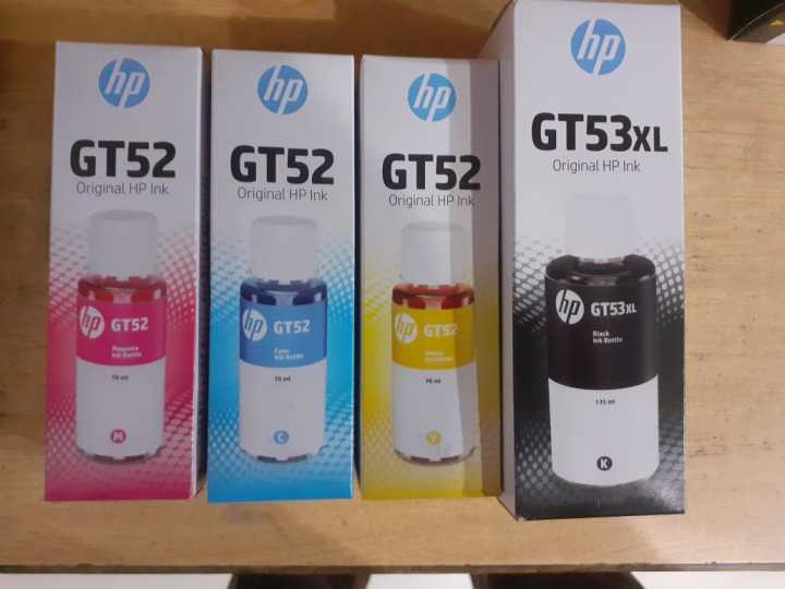 Hp GTXL 53 / 51 & Gt 52 Complete Set HP GT-53 GT-52 INK BOTTLE SET(1X4) Black , Yellow , Maganta , Cyan