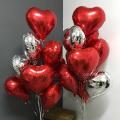 10 Pcs Red Silver Heart Balloons for Wedding Decoration, 18 inch size Premium Quality, Wedding Anniversary, Bridal Shower, Birthday, Baby Shower Party Decorations. 