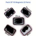 Pack Of 10 Buzzing Magnets (5-Pairs) For Kids - All Different Shapes And Design Buzzing Magnets For Kids - Total 10 Pieces - Black. 