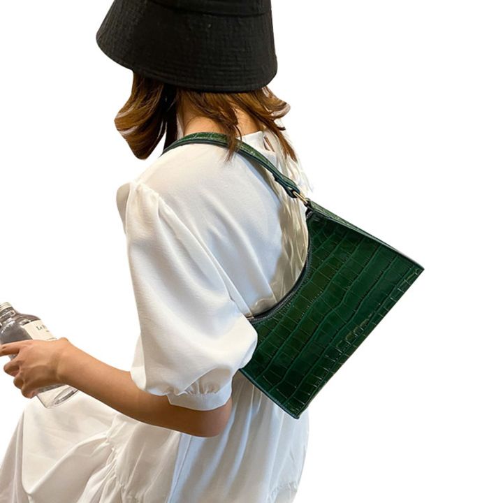 Women%20Retro%20Baguette%20Bag%20Tote%20Bag,%20Crocodile%20Shoulder%20Handbag%20Purses%20with%20Zipper%20Closure%20-%20Image%209