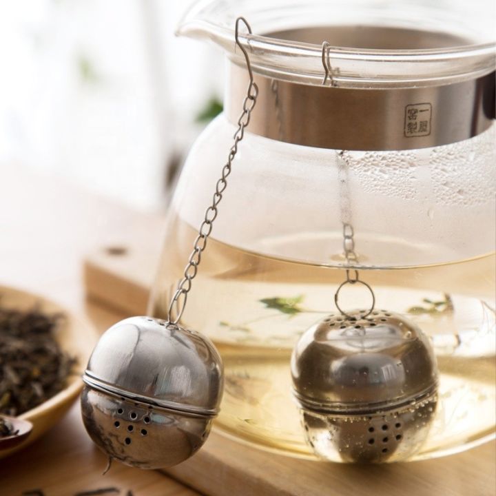 [High Quality] Spice, Herb,Tea and Seasoning Filter Ball with Hanging Hook - Stainless Steel Ball Tea Infuser Mesh Filter Strainer w/hook Loose Tea Leaf Spice Ball with Rope chain Home Kitchen Tools , tea ball strainer , tea ball infuser , tea ball