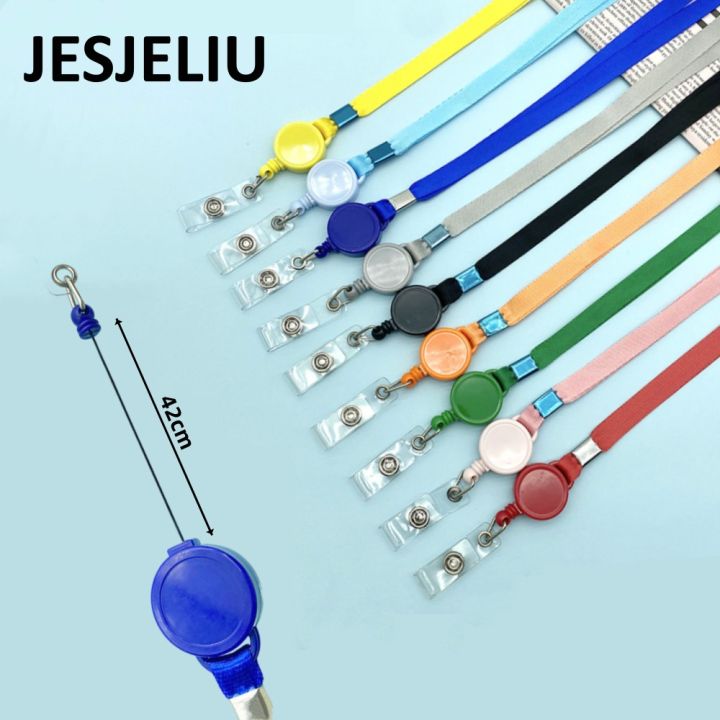Id Lanyard Retractable Neck Strap Telescopic Badge Reel Clip Business Card Holder Doctor Nurse Anti-Lost Card Holder Keychain