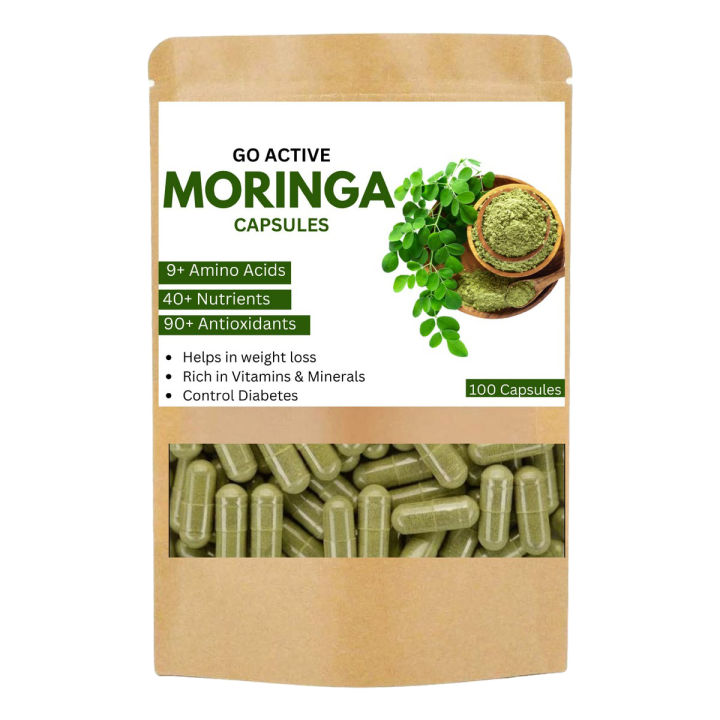 100 Moringa Oleifera Leaf Extract Pills | Best Weight Loss Solution | 100% Pure & Organic | Superfood Moringa Powder Capsules | Go Active