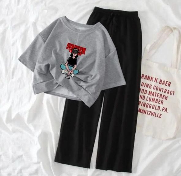 Printed Crop Top T-shirt and Plazo Night Suit Set for Women and Girls