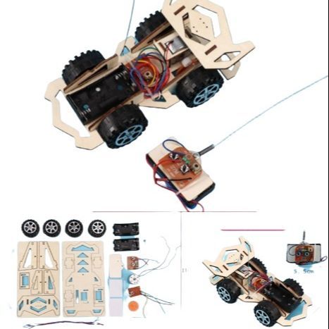 Remote Control Car Science Project STEM Wooden Cars Science Experiments Toy Diy Remote Control robot cars ...