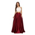 Storeify Box Pleats Korean Satin Silk Maxi Skirt for Women with Inner Cancan, Flared Long Skirt, Waist Sizes 26-40. 