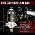 Dual color H4 LED Motorcycle Headlight Bulb For YBR125. 