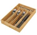 5 Compartment Bamboo Cutlery Tray, Kitchen Drawer Utensils Holder, Wooden Knife Fork Spoon Organizer Case. 
