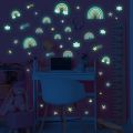 Cartoon Rainbow Cloud Luminous Wall Sticker/ Glow In The Dark Stars Stickers Decals For Kids Rooms Bedroom Home Decortion. 