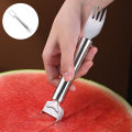 Smooth Edge Fruit Slicer 2-in-1 Stainless Steel Watermelon Slicer Fork Easy Fruit Cutter Tool for Summer Kitchen Gadgets for Stainless Steel Watermelon Cutter. 