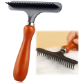 Carpet Rake Carpet Groomer Rake Pet Hair Remover,Iron Comb with Wooden Handle for Carpets Rugs Removal 1 PCS. 