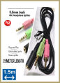 Y-splitter cable 3.5mm aux TO 2 male aux for sound and mic 1 meter LENGTH. 