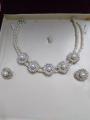 Stylish Zircon set with white pearls for women. 