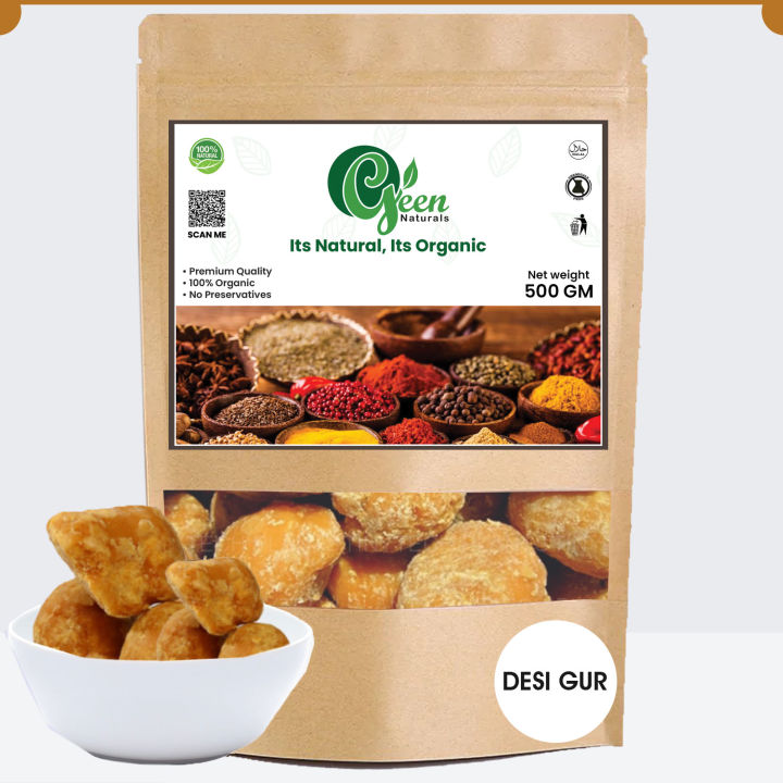 Gurr Jaggery | Organic Jaggery for Tea and Sweet Dish | Desi Gur Whole 500 GM