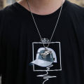 【PeacemPeace】 Vintage Stainless Steel Box Chain Necklace Cool Motorcycle Pendant Men's Long Sweater Chain Couple Accessories. 