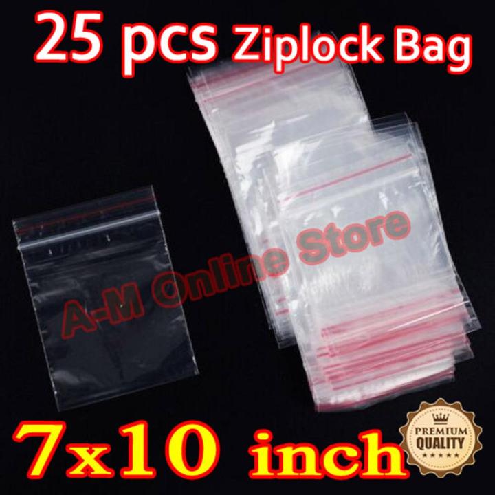 Bundle of 25 pcs (7x10) Ziplock/Slider Pouches, Freezer Bags For Storage, RE-USABLE Zipper Bags, For Food Storage, Frozen Items, Meat , Chicken, Fruits Plastic Zip lock bags Large Size air tight bags