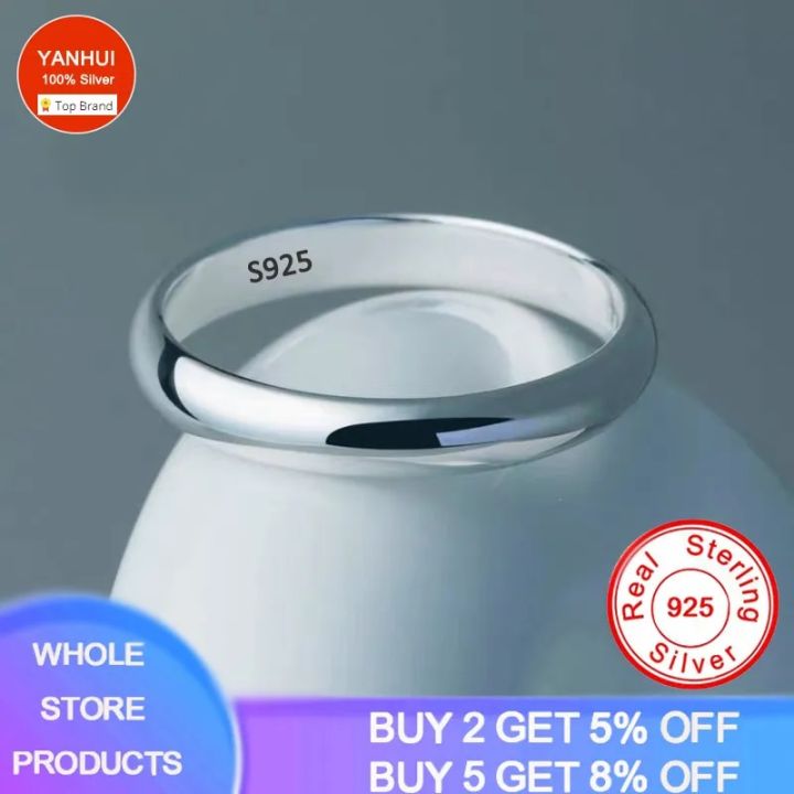Never Fade Simple 4mm Glossy Stainless Steel Ring Couple's Silver Color Wedding Bands for Women Men Gift Engaged Jewelry