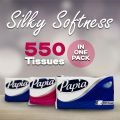 Papia Tissue Paper Silky Soft Perfumed (2ply 550 Sheets) Pack of 3. 