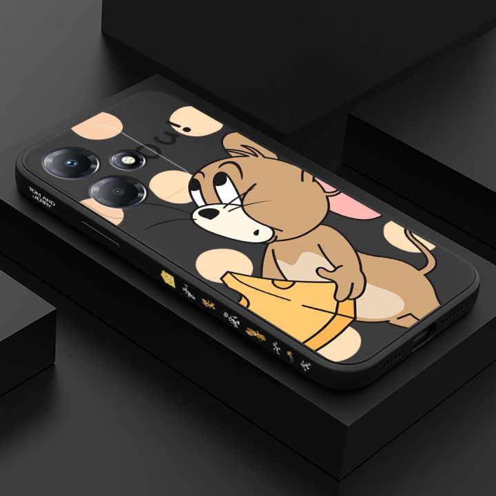 For Infinix Hot 30 Play Phone Case Cartoon Tom and Jerry Side Design Back Cover Liquid Soft Square Silicone Case