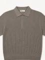 MINT - Taupe Atelier Textured Knit Polo. 