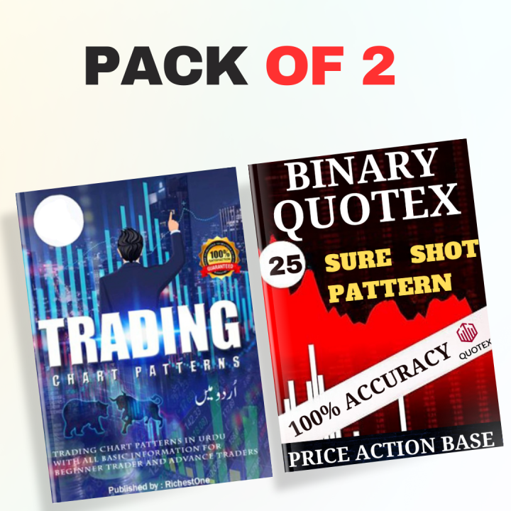 Pack Of 2 - Binary Quotex 25 Sure Shot Pattern Strategy Book In English - Chart Pattern Book In Urdu All Market Traders - Combo Deal